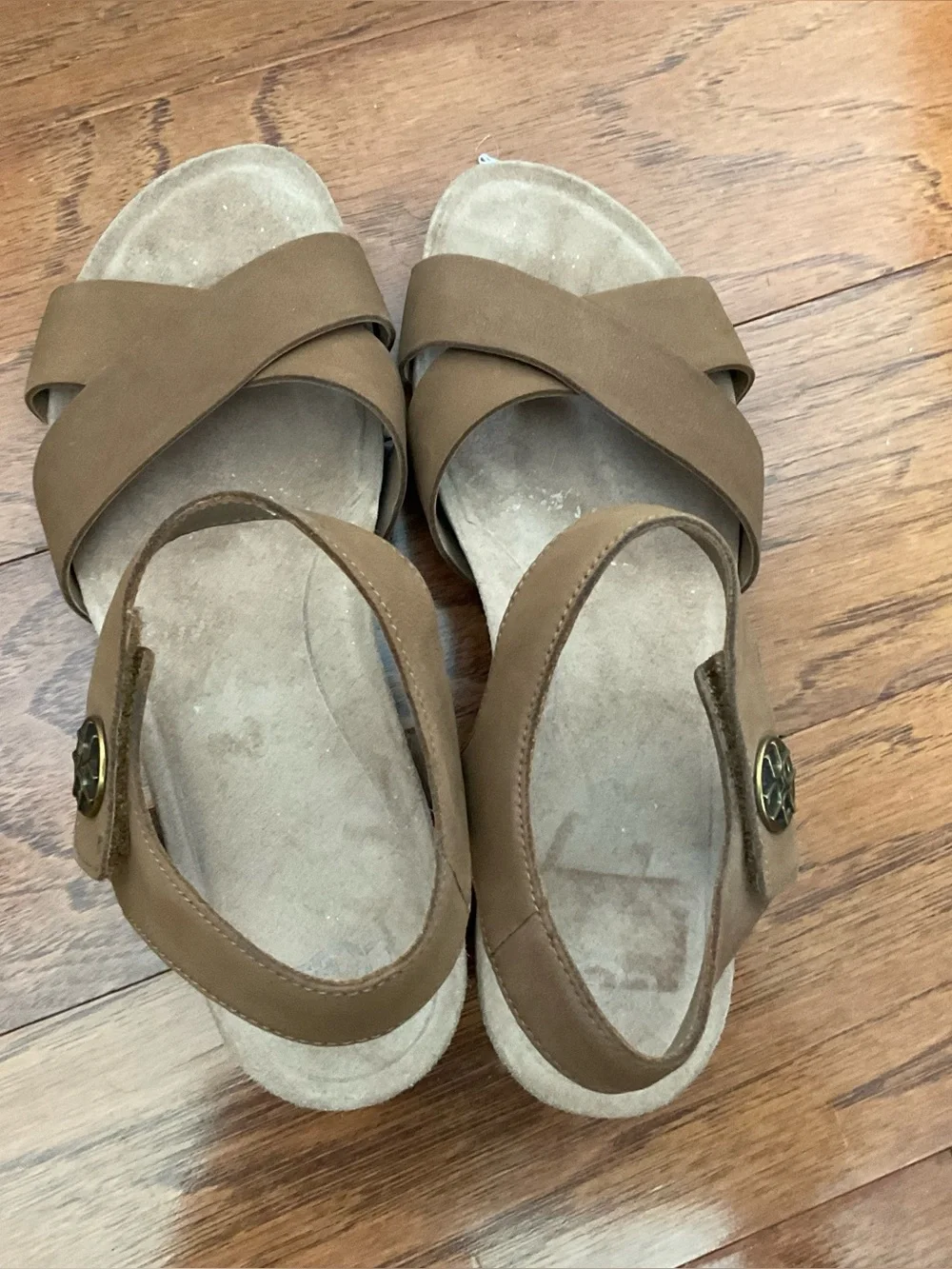Ugg Veva Brown Leather Open Toe Ankle Strap Wedge Sandals Size 7 Summer